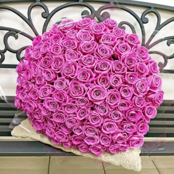 Букет Розовые розы Эквадор 101 шт (50 см) (артикул  208880)